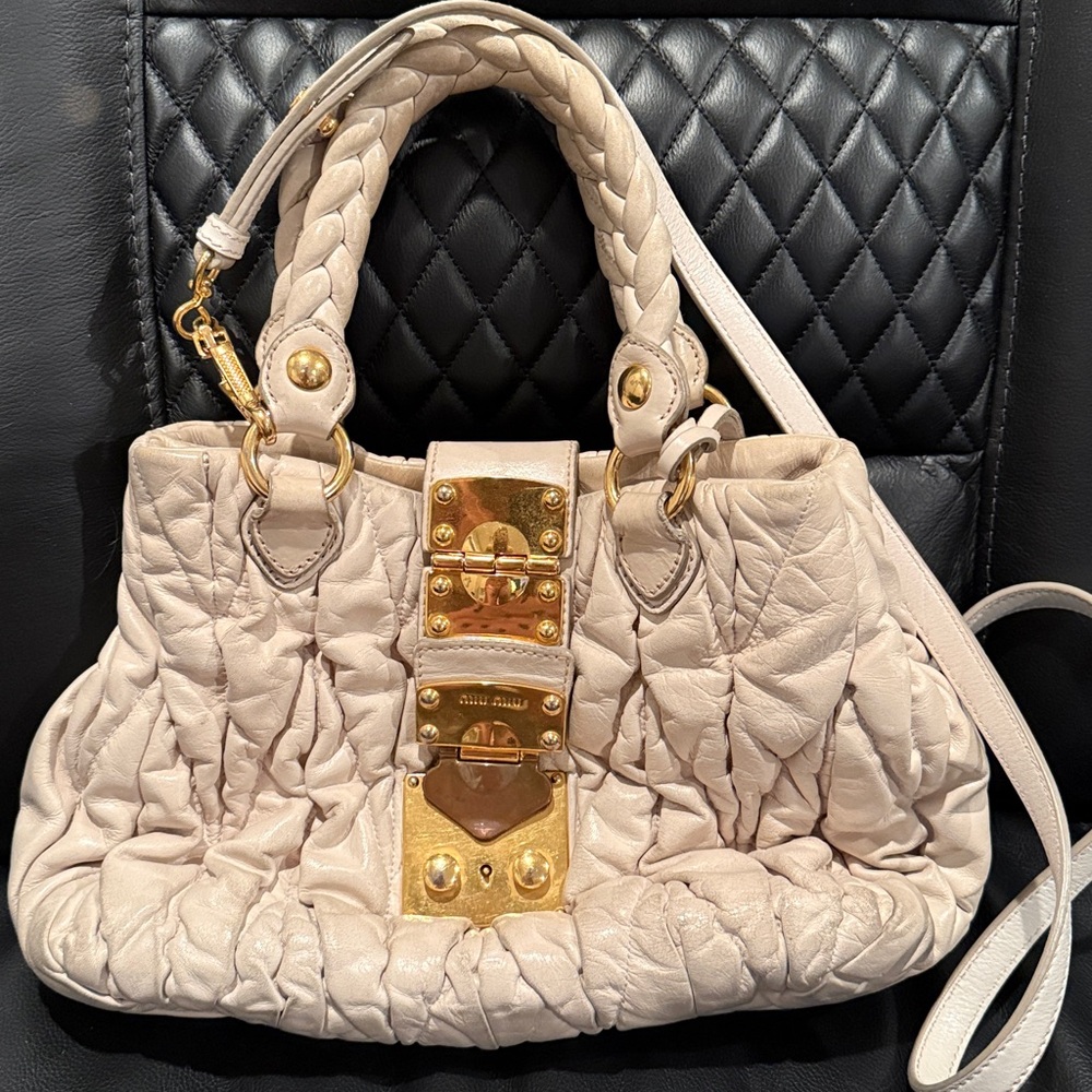$2600 Miu Miu Leather 2 Way Bag